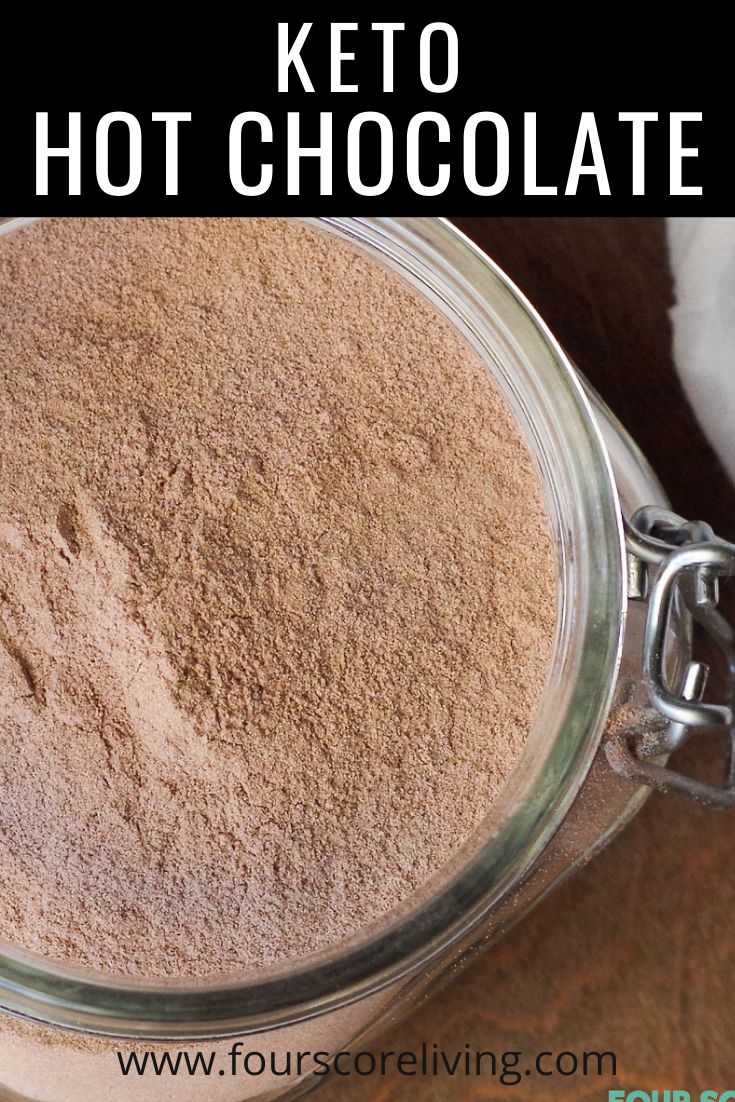 a glass jar filled with hot chocolate powder