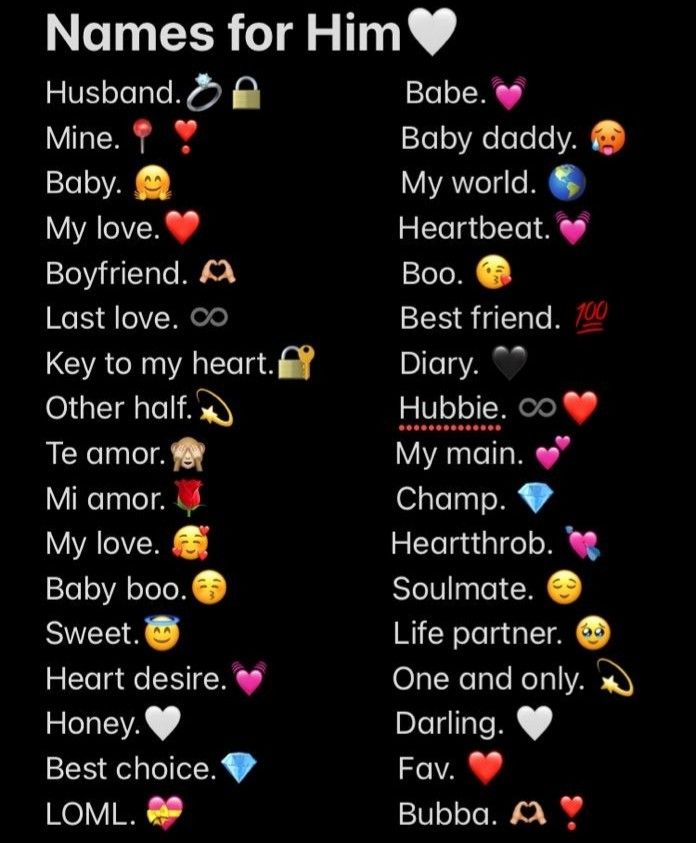 the names of different types of emotes on a black background with hearts and other emo emoticions