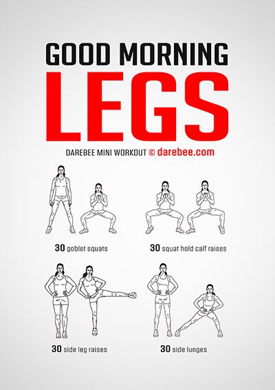 a poster showing how to do good morning leg exercises for the entire body and shoulders