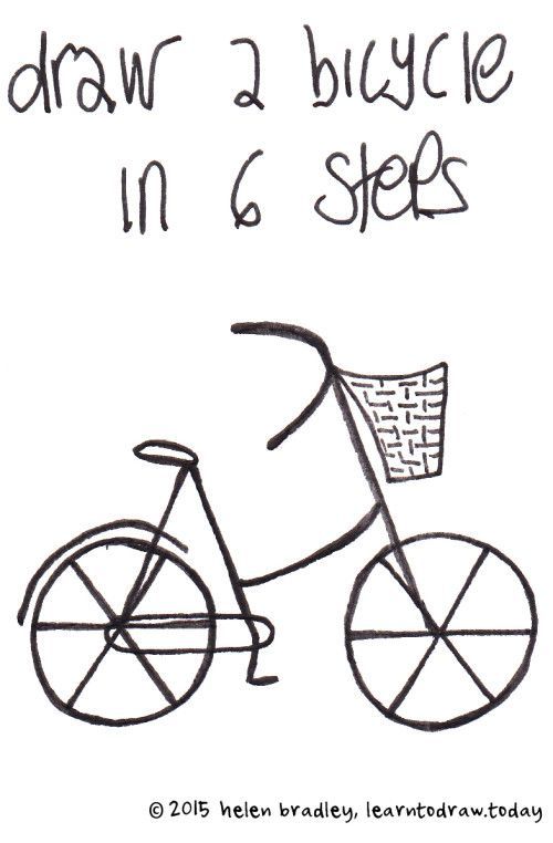 a drawing of a bike with the words draw a bicycle in 6 steps on it