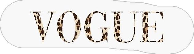 the word voge written in leopard print on a white background