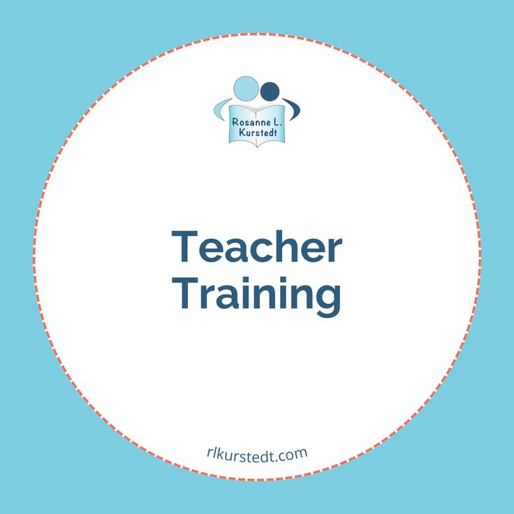 a blue and white circle with the words teacher training on it