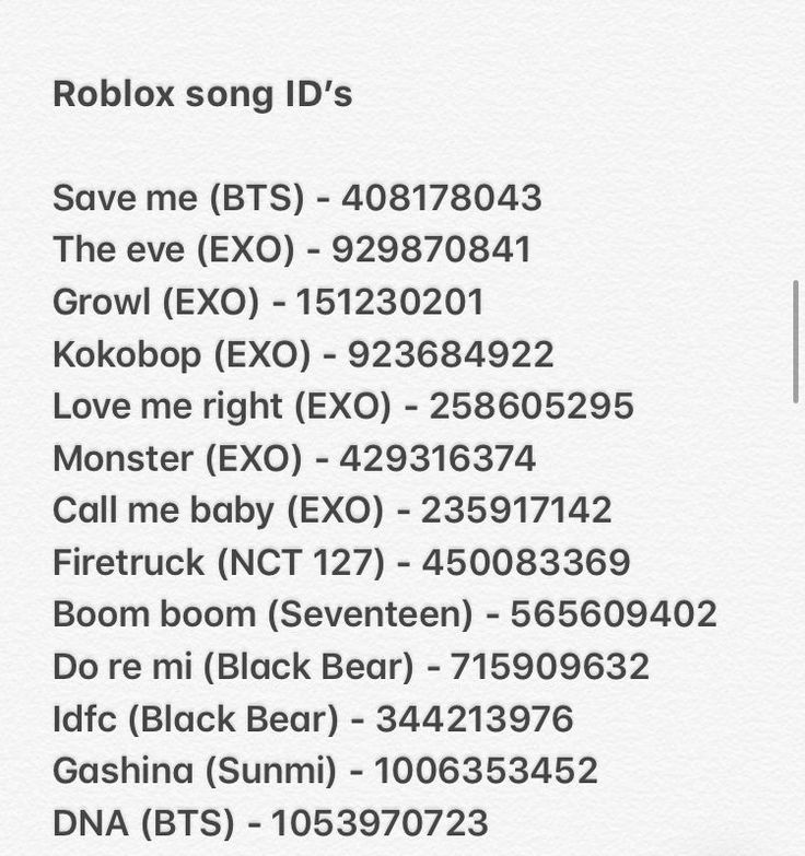 the text is written in black and white on a piece of paper that says robox song id's