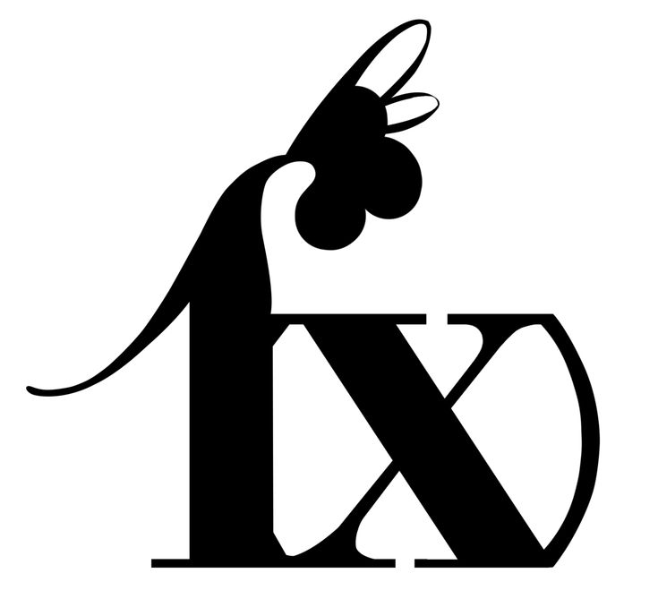 the letter k with a bird on it's head and tail, is shown in black