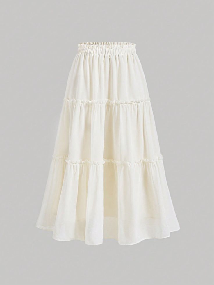 SHEIN MOD Ruffle Skirt Boho Long Skirt Spring Break Paperbag Waist Frill Trim Ruffle Hem SkirtI discovered amazing products on SHEIN.com, come check them out! Long Beige Skirt, Beige Long Skirt, Layered Long Skirt, Long Layered Skirt, Ruffled Long Skirt, Long Ruffled Skirt, Long Ruffle Skirt, Ruffle Skirt Outfit, Ruffle Long Skirt