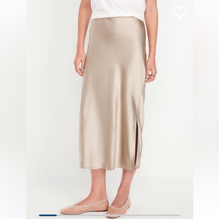 Old Navy Silk Gold Maxi Skirt Size Small Tall New With Tags Champagne Skirt, Midi Slip Skirt, Mini Outfit, Satin Midi Skirt, Slip Skirt, Old Navy Women, Bottom Clothes, Jumpsuit Dress, Maxi Skirt