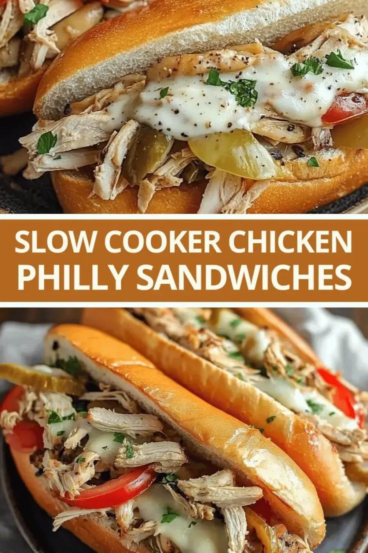 slow cooker chicken philly sandwiches are the best way to use leftover food