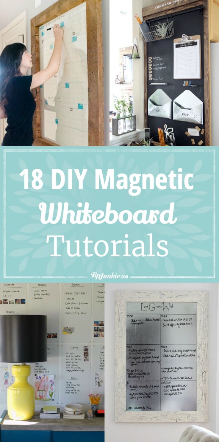 18 DIY Magnetic Whiteboard Tutorials via @tipjunkie Whiteboard Tape Ideas, Diy Magnetic Whiteboard Wall, How To Decorate A White Board, Diy Magnetic Whiteboard, Kitchen White Board, Office Magnetic Board Ideas, Creative White Board Ideas, Kitchen Whiteboard Ideas, Decorate White Board