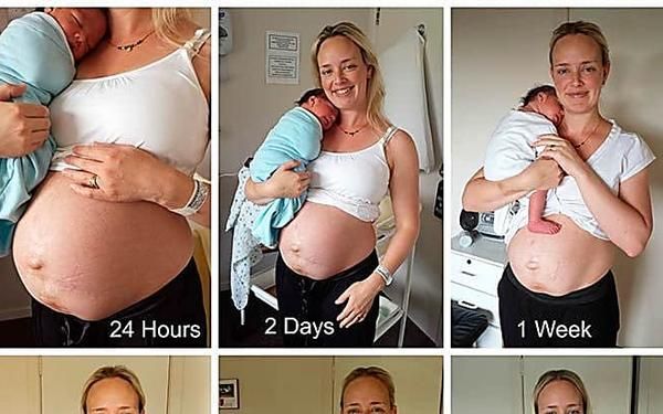 a series of photos showing the stages of a pregnant woman