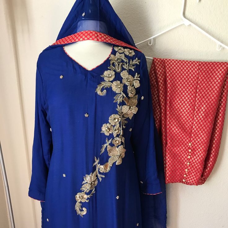 Excellent Condition Just Wore Two Hours Now Don’t Fit Me Very Beautiful With Elegant Work Long Sleeve Maxi Dress For Festivals And Parties, Long Sleeve Maxi Dress For Festivals, Long Sleeve Maxi Dress For Party Festivals, Long Sleeve Maxi Dress For Parties And Festivals, Elegant Long Sleeve Maxi Dress For Festivals, Traditional Formal Summer Dress, Long Sleeve Dresses With Dupatta For Celebration, Elegant Blue Festive Maxi Dress, Traditional Fitted Blue Dress