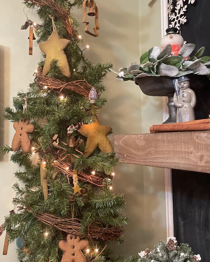 a christmas tree decorated with ornaments and lights