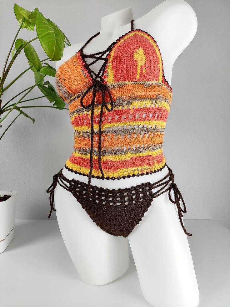 🏖️ Dive into summer with our exquisitely handcrafted crochet bikini set, made from high-quality acrylic yarn. This unique, bohemian-style swimwear offers the perfect blend of comfort and style, making it ideal for beach outings, pool parties, and tropical vacations. Each piece is carefully designed to provide a flattering fit, ensuring you feel confident and chic wherever you go. * Material: 100% soft acrylic yarn for durability and comfort. * Design: Elegant crochet pattern with adjustable str Beachwear Crochet Swimwear For Vacation, Crochet Swimwear For Beach Party, Crochet Beachwear Swimwear For Vacation, Crochet Swimwear For Beachwear Vacation, Crochet Swimwear For Beach Season Vacation, Crochet Swimwear For Beach Party In Beach Season, Crochet Swimwear For Poolside Vacation, Crochet Swimwear For Beach Party During Beach Season, Crochet Lace Swimwear For Summer Vacation