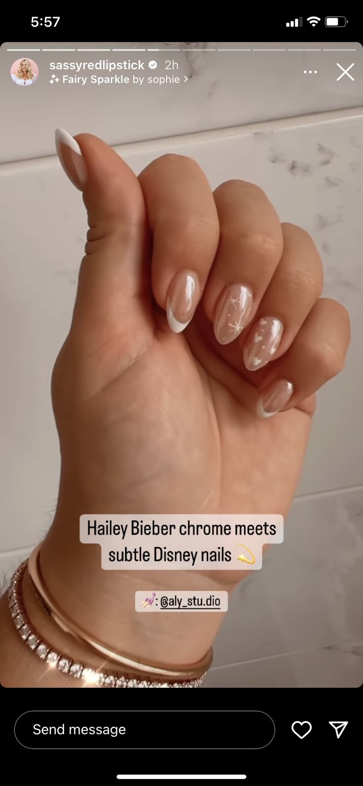 Hidden Mickey Wedding Nails, Disney Inspo Nails Simple, Bridal Disney Nails, Subtle Disney Nails French, Rose Gold Disney Nails, Summer Disney Nails 2024, Clear Disney Nails, Simple Nails For Disney, French Tip Disney Nail Designs