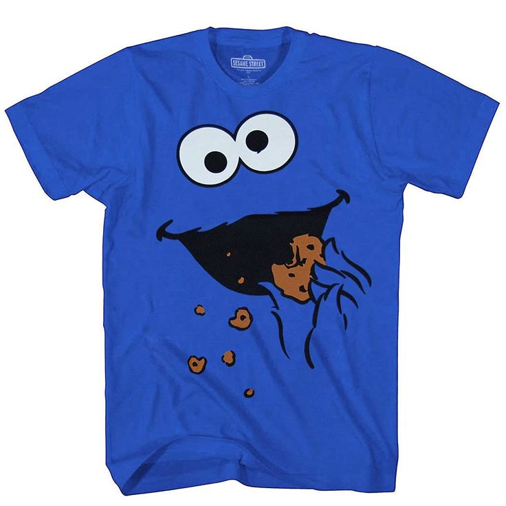 PRICES MAY VARY. 100% Cotton Made in the USA and Imported Pull On closure Machine Wash Color: Royal Blue Size: Adult Men's Fit: Standard Official Licensed Product With a Cookie Monster tee shirt this cool, sometimes it’s okay to be a little gluttonous. Featuring a print of Cookie Monster devouring a flurry of chocolate chip cookies. We’re sure that we’re not the only ones with a soft spot for the lovable Cookie Monster. Enjoy all the cookies with this nostalgic tee featuring the blue furry himse Cookie Monster Adult Costume, Cookie Monster 1st Birthday Shirt Ideas, Cookie Monster Shirts For Family, Cookie Monster Outfit, Cookie Monster 1st Birthday Cricut, Cookie Monster Shirt Ideas, Cookie Monster Birthday Shirt, Cookie Monster Shirt, Cookie Monster Tshirts