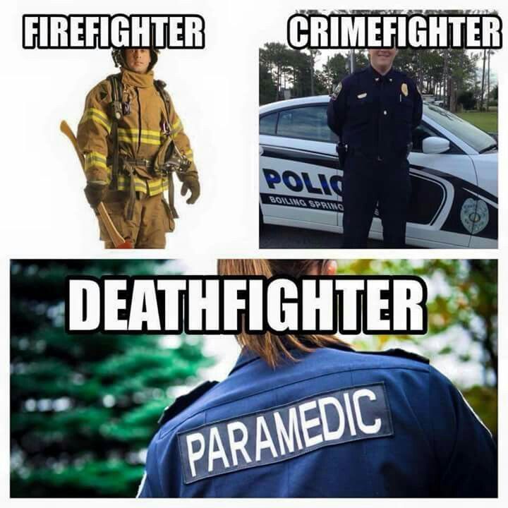 three different pictures with the words firefighter and paramedic