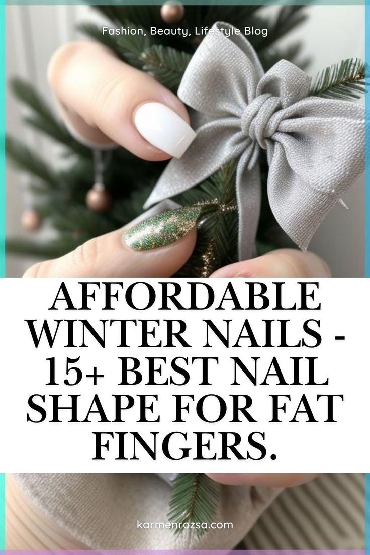 Find affordable winter nail designs and the best nail shapes for fat fingers. From glittery accents to chic white and green combinations, these styles are both flattering and trendy. Get inspired for your next manicure this season. Nail Shape For Fat Fingers, Best Nail Shape, Nail Polish Colors Winter, Fat Fingers, Winter Nails Gel, Winter Nail Polish, Classy Nail Designs, Nail Colors Winter, Winter Nail Art