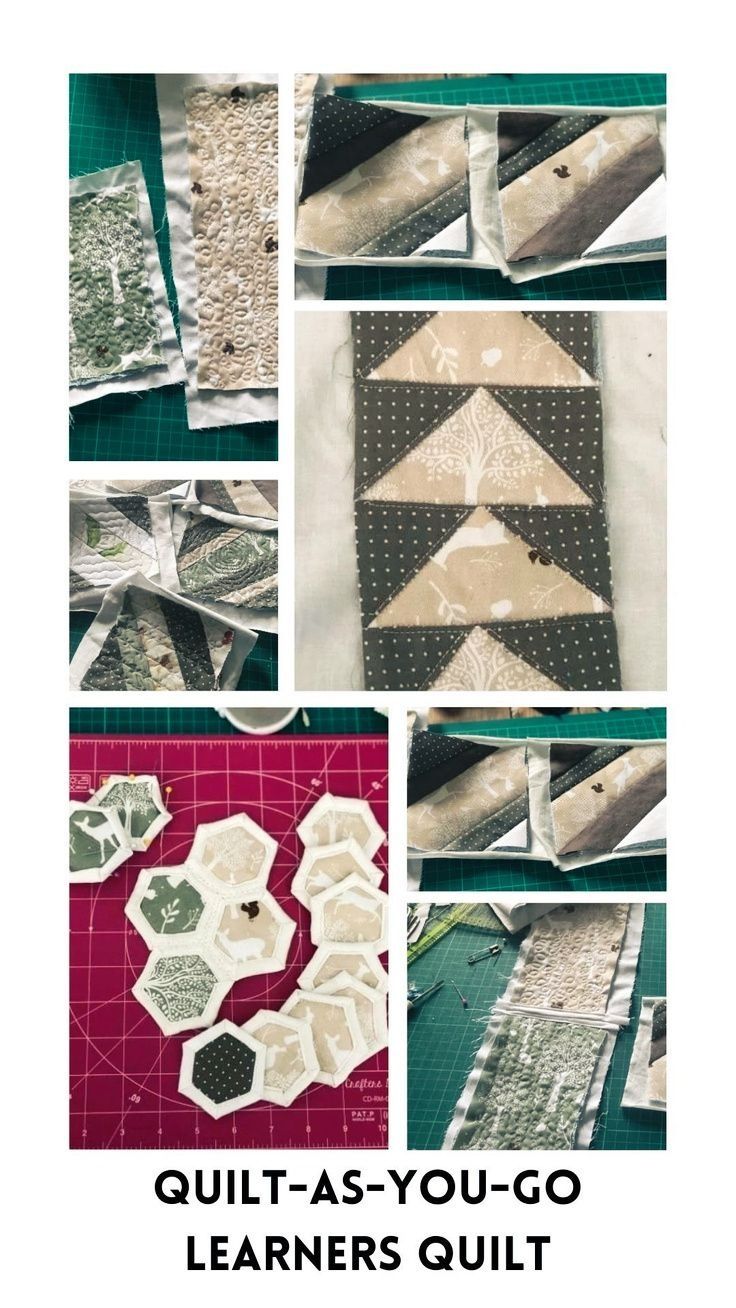 the instructions for making quilts are shown in several different pictures, including squares and triangles