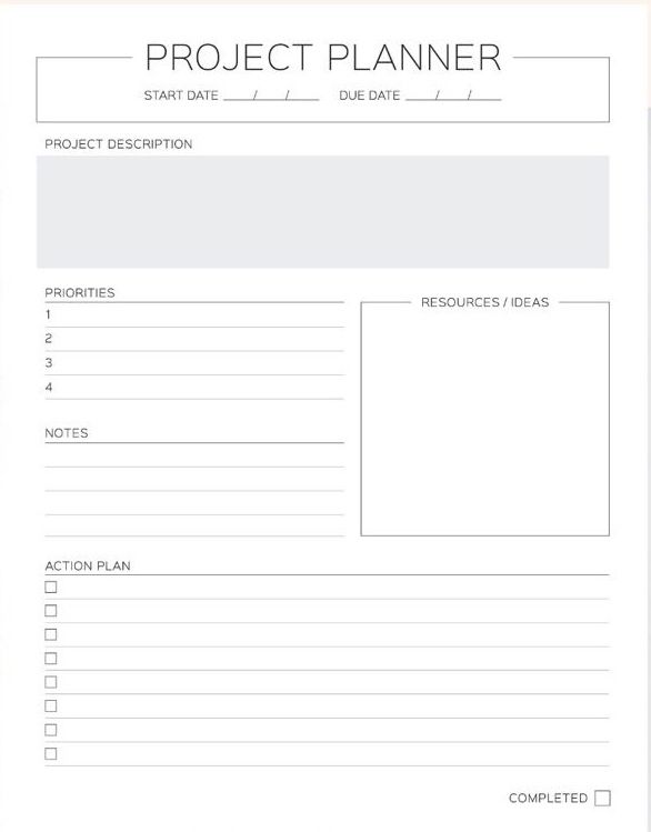 a project planner is shown with the text'project planner'in white and black