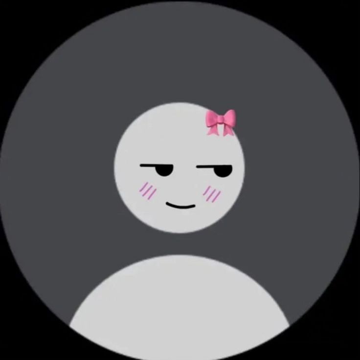 a cartoon character with a pink bow on her head in a dark circle, looking at the viewer