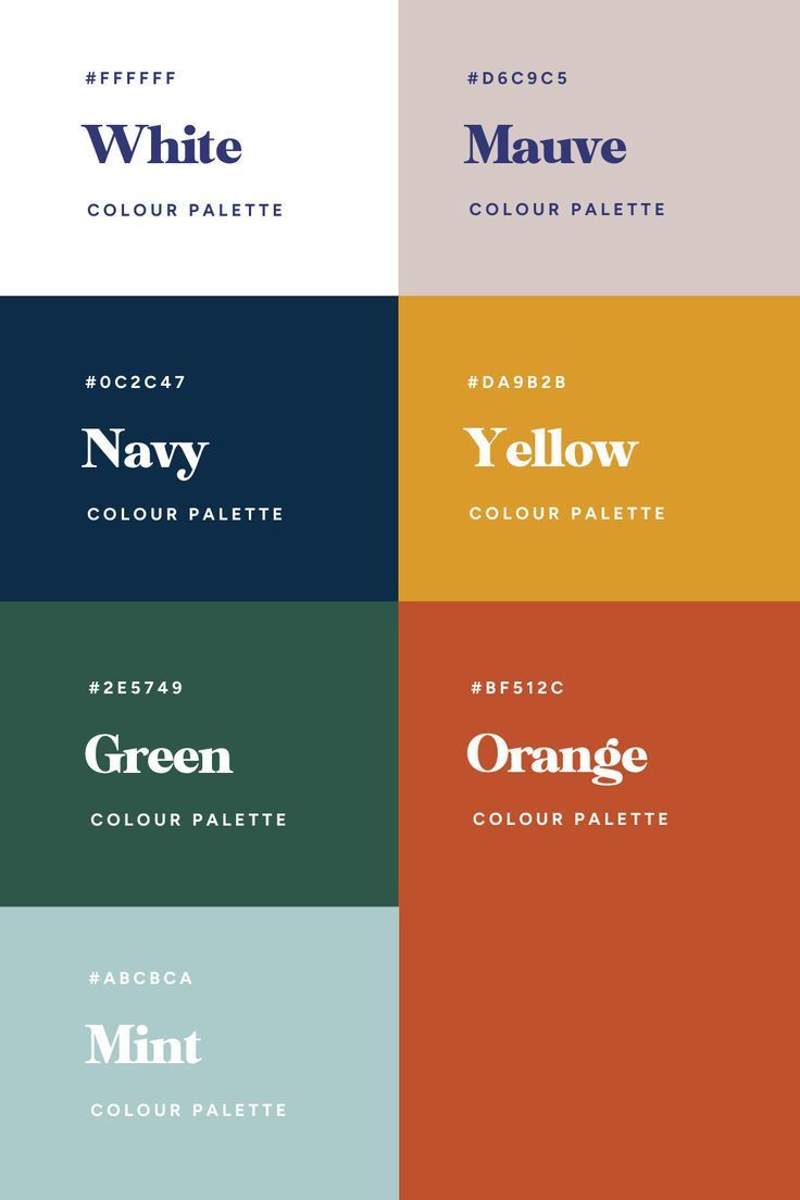 four different color palettes with the same font