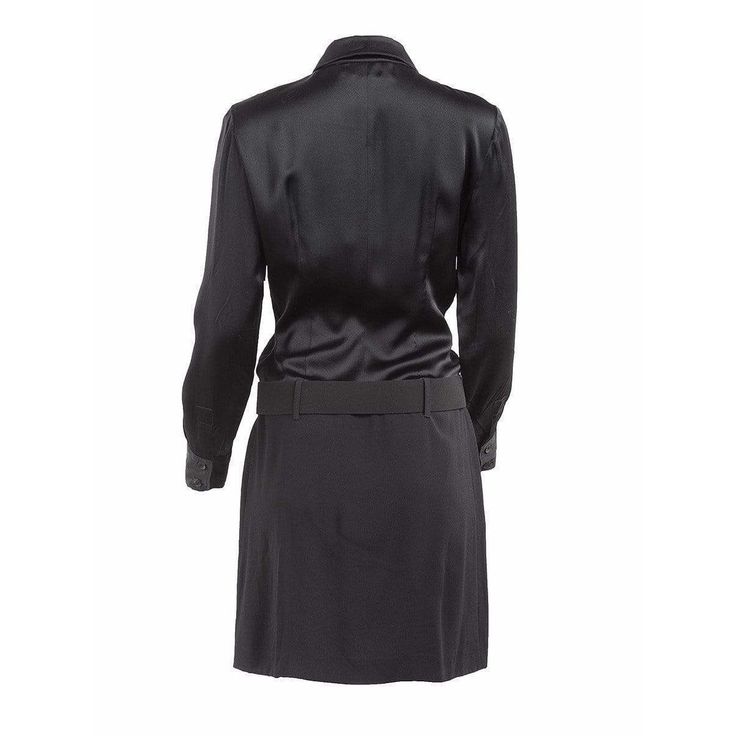 Black silk button up shirt dress with belt detail from PACO RABANNE. Item ID: PR11003 Classic Belted Shirt Dress For Semi-formal Occasions, Elegant Long Sleeve Belted Shirt Dress, Classic Button-up Shirt Dress For Formal Occasions, Silk Dress With Belted Cuffs, Workwear Shirt Dress With Placket, Formal Shirt Dress With Belted Cuffs For Fall, Silk Button-up Evening Dress, Button-up Silk Evening Dress, Chic Collared Shirt Dress For Business