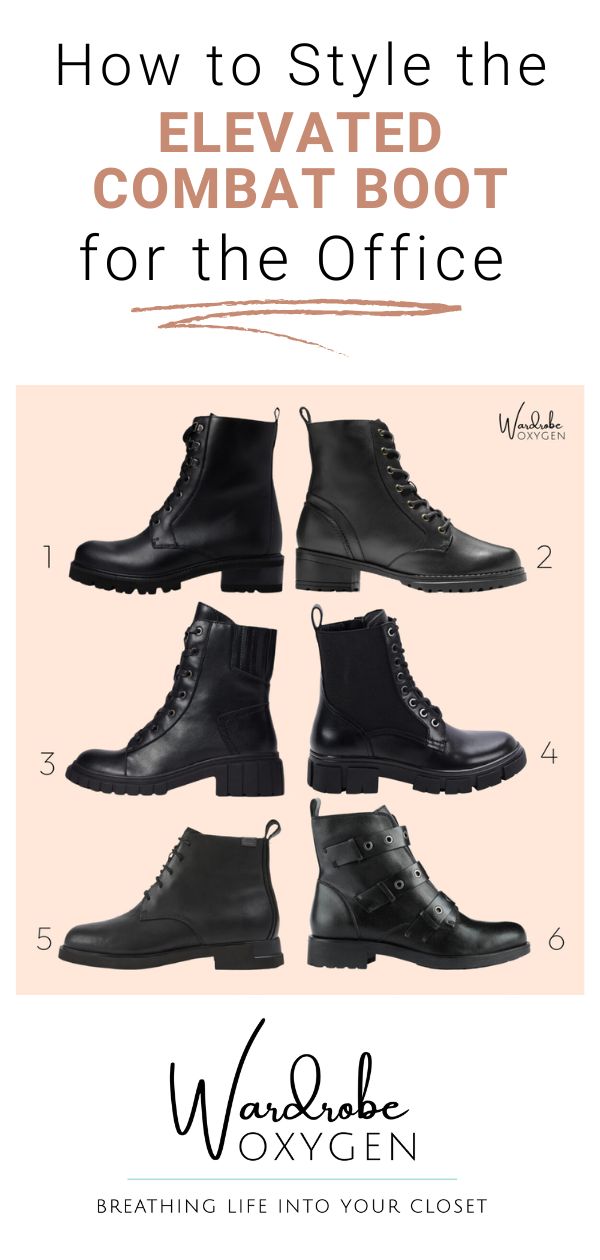 How to Style the Elevated Combat Boot for the Office. While I love a pair of Docs and own a couple of pairs, the silhouette isn't always easiest to wear with work trousers and skirts. Since the combat boot trend has been back for a bit, there are now a lot of versions that are more streamlined and more conducive to a work wardrobe while still being comfortable, supportive, & practical. I have found many elevated combat boots that are waterproof and some that are also insulated for cold weather. How To Wear Boots To Work, Winter Work Boots, Comfortable Stylish Boots, Flat Lace Up Boots, Winter Office Outfits Women Boots, Workwear With Boots, Boots For The Office, Boots For Office Women, Women Work Boots Outfit