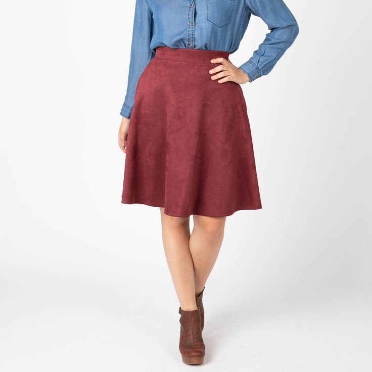 Faux Suede Skirt Oxblood Pc Fall Flowy Lined Skirt, Chic Burgundy Midi Skirt, Fall Flared Lined Skirt, Lined Flared Skirt For Fall, Fall Relaxed Fit Mini Skirt, Fall Red Lined Skirt, Red Pleated Skirt For Fall, Burgundy Lined Mini Skirt, Burgundy Mini Skirt With Lined Detail