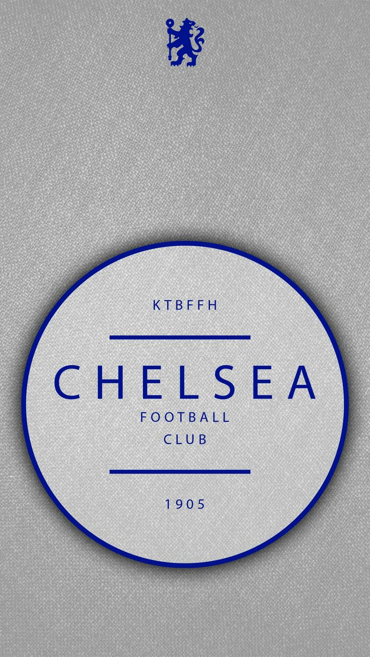 the chelsea football club logo is shown on a gray background with blue trimmings