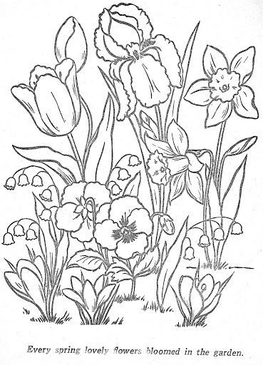 flowers in the garden coloring page