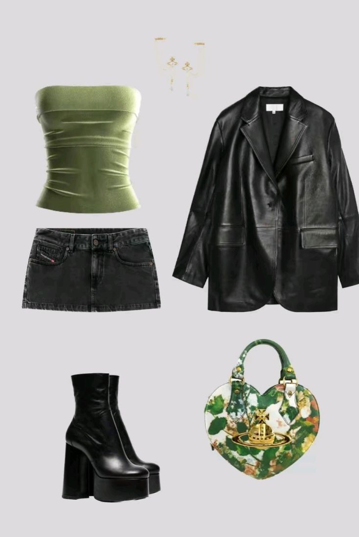 Party Outfit Two Piece, Cool Green Outfit, Party Outfit Inspiration Night Out, Charli Xcx Concert Outfit Ideas, Outfit To Go Out At Night, Outfits For Party Night Club, Party Looks Outfits Night Club, Outfits For Party Night, Cute Concert Fits