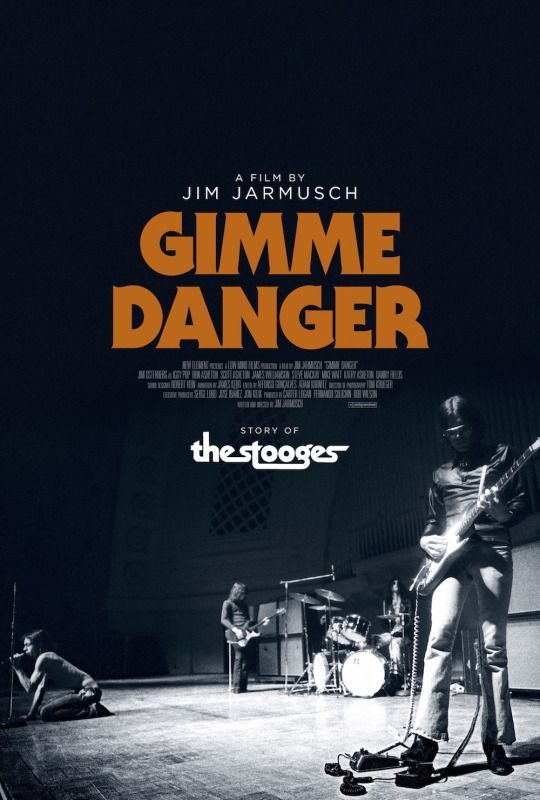 the poster for gimme danger starring in black and white, with an image of a man