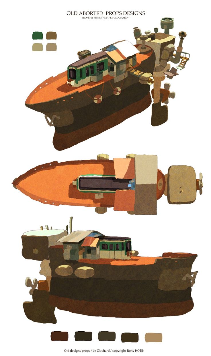 an image of a boat that is in different stages of being painted orange and brown