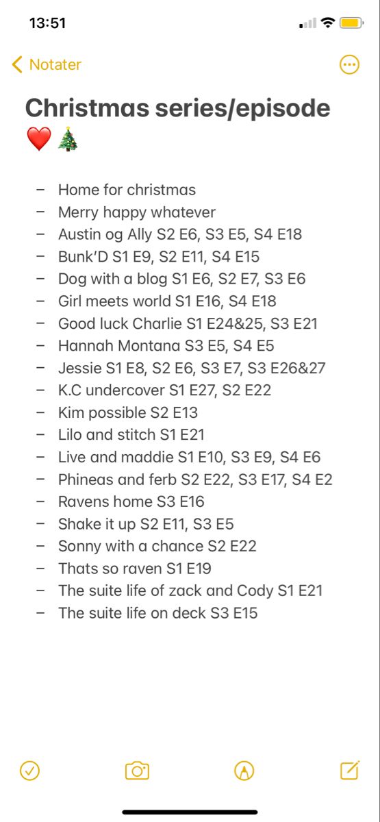 the christmas series / episode list on an iphone