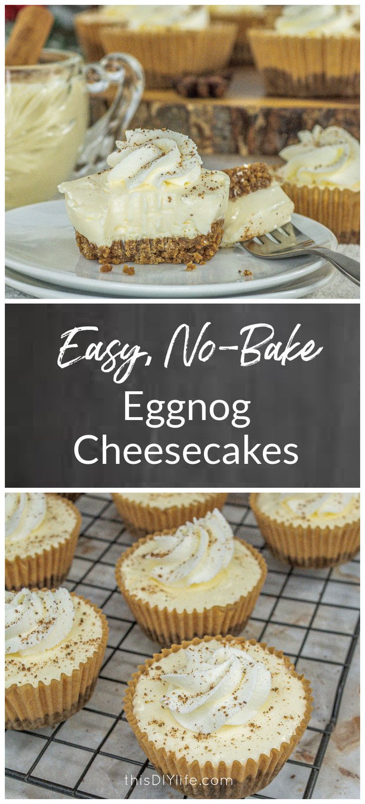 easy no bake eggnog cheesecakes are the perfect dessert