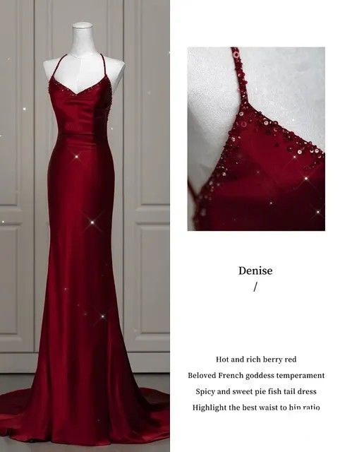 This elegant Red Dress is perfect for making a statement at any special occasion Elegant Dark Red Prom Dress, Red Evening Gowns Elegant Classy, Crimson Dress Formal, Burgundy Ball Dress, Old Hollywood Prom Dresses Red, Wine Red Evening Gown, Wine Red Dress Formal, Red Long Dress Aesthetic, Dark Red Corset Prom Dress