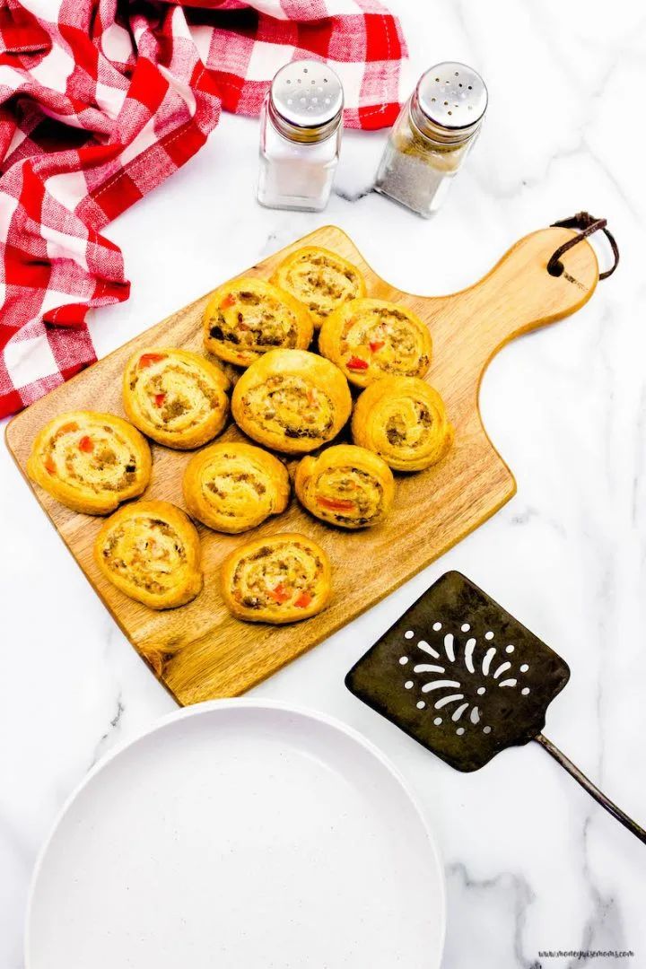 a cutting board with some food on it