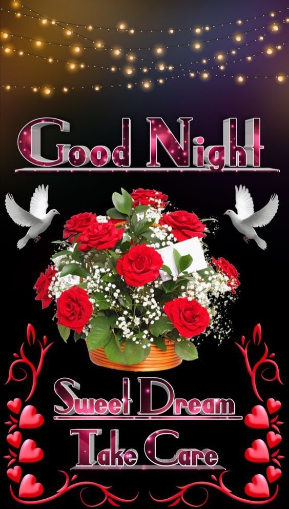 good night sweet dream take care with roses