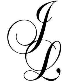 the letter l with swirls and dots in black ink on a white paper background