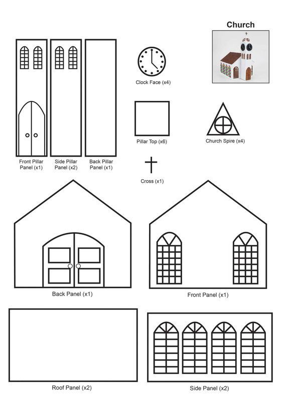 the diagram shows how to make a paper house with different windows and doors, which are also