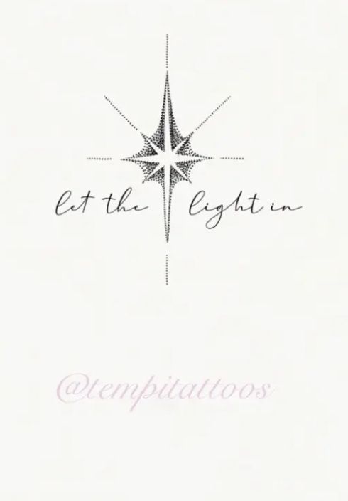 a white card with the words, let the light in and an image of a star