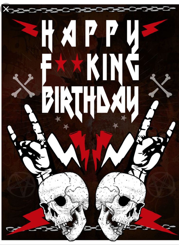 a poster with two skulls holding swords and the words happy f king birthday on it