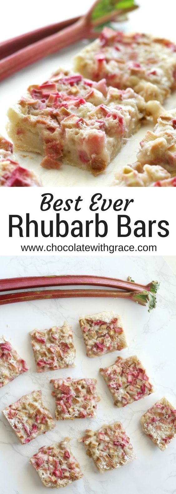 the best ever rhubarb bars are made with only three ingredients