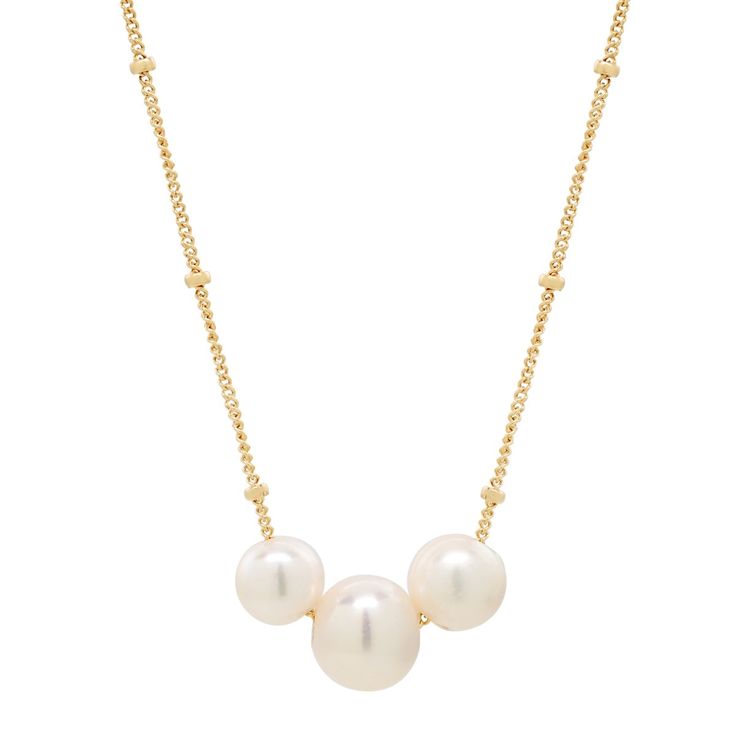 Triple Pearl Necklace - Necklaces -  -  - Azil Boutique Elegant Pearl Jewelry With Ball Chain, Elegant White Jewelry With Ball Chain, Elegant White Ball Chain Necklace, Rose Gold Pearl Necklace, Silver Pearl Necklace, Ball Chain Necklace, Gold Pearl Necklace, Pearl Size, Ball Chain