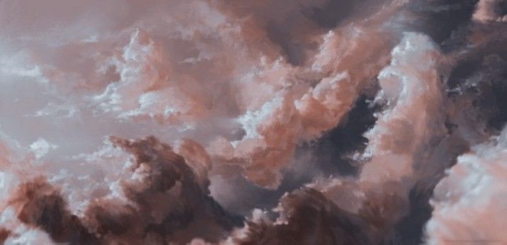 an abstract painting of clouds in brown and black colors, with the sky partially obscured by dark clouds