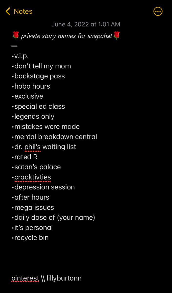 an image of a black background with the text'private story names for snapchat '