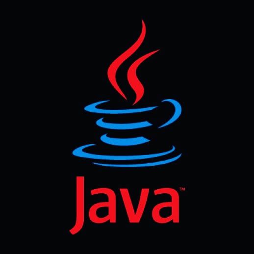 a black background with a red and blue logo that says,'java '