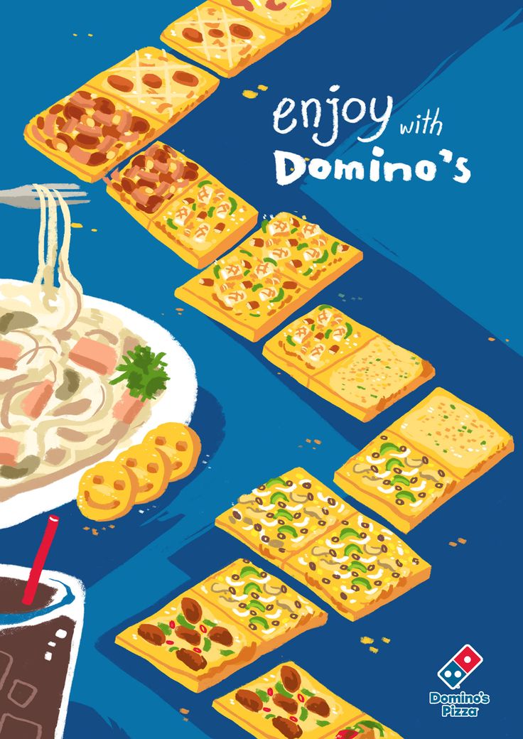 an advertisement for domino's pizza with different toppings