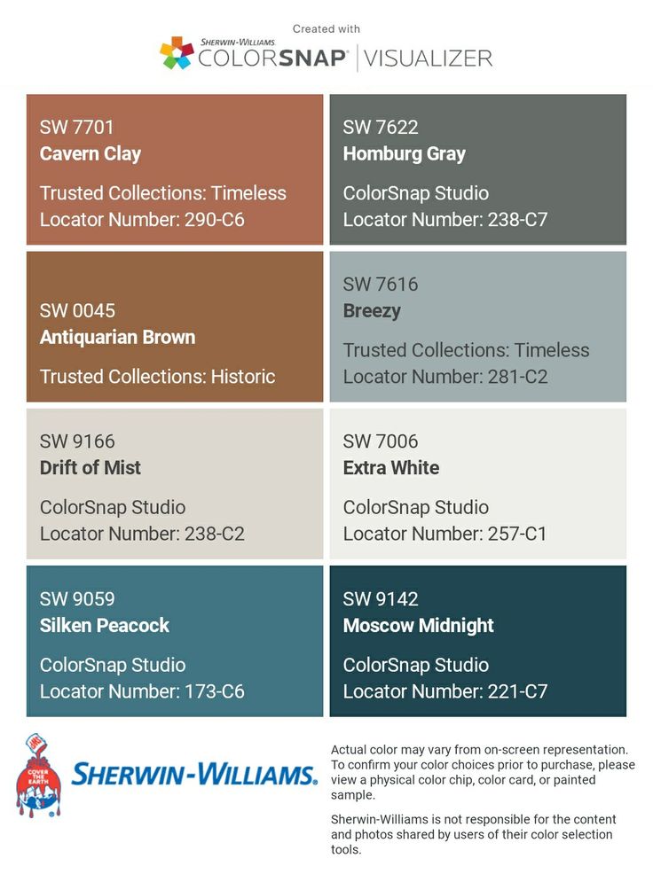 the color scheme for sherylin williams's paint swatches