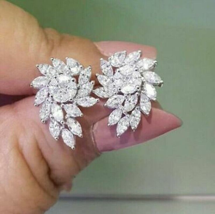 Diamond Earrings Design, Cluster Earrings, Fine Earrings, Simple Earrings, Diamond Cluster, Moissanite Diamonds, Lab Created Diamonds, Round Cut Diamond, Diamond Earrings Studs