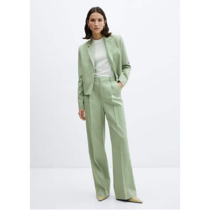 Cotton and lyocell blend fabric, Dart detail, Suit style, Loops, Side pockets, Concealed button, hook and zip fastening, Co-ord Womens Suit Wedding Guest, Light Green Suit For Women, Colorful Suits For Women, Maid Of Honor Suit, Women’s Suits, Wedding Guest Suit Women, Style Seasons, Womens Pantsuit, Green Suit Women